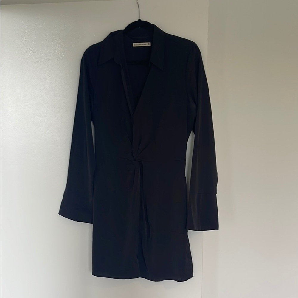 Button down tie front Black Abercrombie Dress